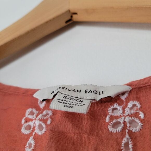 American Eagle Eyelet Women's Boho Top Small 100% Cotton - Picture 8 of 9
